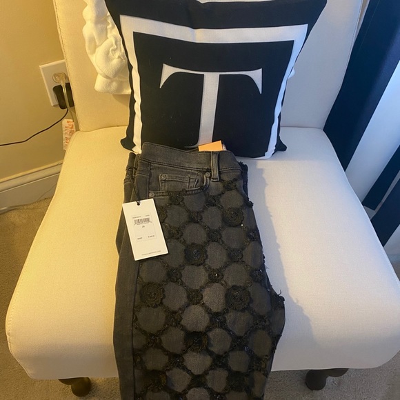 LUXE VINTAGE HIGH WAIST SLIM KICK JEANS sequins - Picture 6 of 13